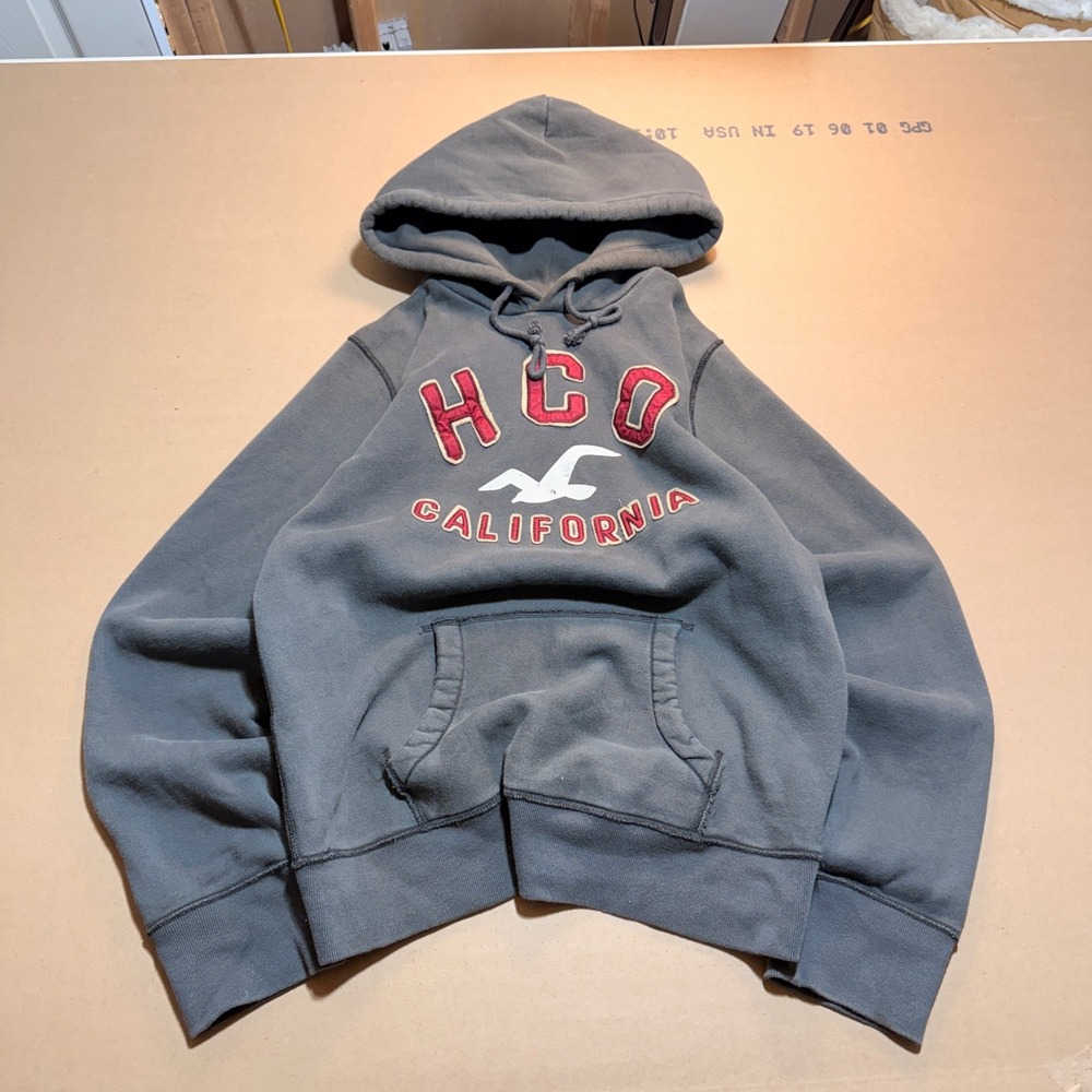 Y2K Hollister HCO California Hoodie XL Gray Excellent Pullover Sweatshirt